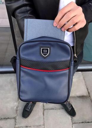 Мужская сумка philipp plein  синяя барсетка через плечо мессенджер1 фото