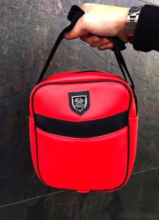 Мужская сумка philipp plein красная барсетка через плечо мессенджер3 фото
