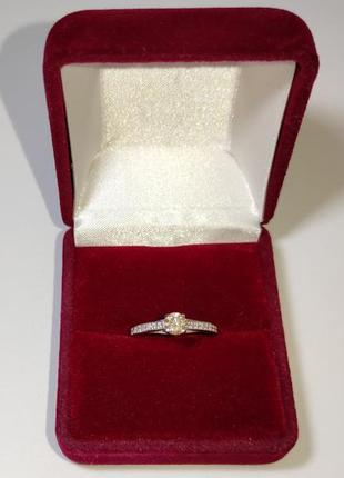 Женское золотое кольцо с бриллиантами 0,38 карат 16,5 мм. белое золото. новое (код: 14485)5 фото