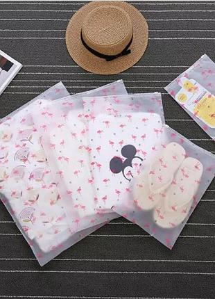 Пакет для вещей с замком бегунком xl 35*45см "розовый фламинго".