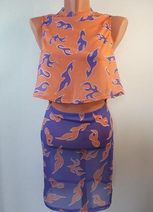Пляжное платье мини сетка в стиле ретро пэтчворк jaded london (размер 38)1 фото