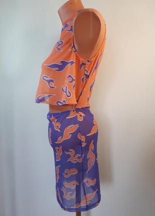 Пляжное платье мини сетка в стиле ретро пэтчворк jaded london (размер 38)2 фото
