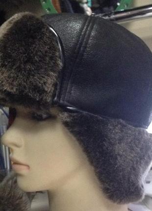 Чоловіча вушка з натуральної шкіри з овчини довге вухо  58-592 фото