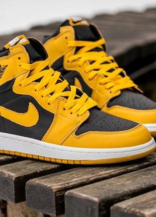 💛🖤🏀nike air jordan 1 high og yellow black💛🖤кросовки найк джордан мужские