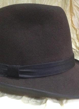 Фетровий чоловічий капелюх поля 5.8 см колір коричневий 56