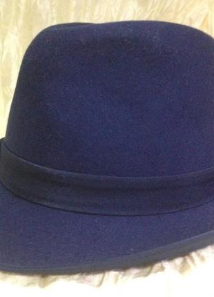 Фетровий чоловічий капелюх 5.8 см колір чорний 56-57 синій 56 см