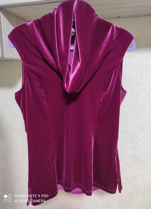 Блуза из бархата с хомутом фиолетовая pompoos дорогого бренда дизайнерская3 фото