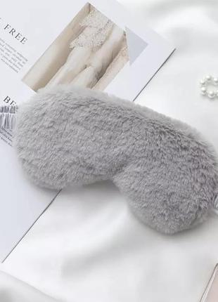 Хутрова / плюшева маска для сну сіра