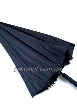 Мужской зонт трость полуавтомат на 16 спиц  чёрный7 фото