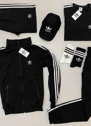 Мужской спортивный костюм adidas комплектом с кепкой футболка+шорты весна-лето-осень 7в1 турция. живое фото1 фото