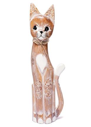 Статуэтка кошка рыжая деревянная антик высота 40см