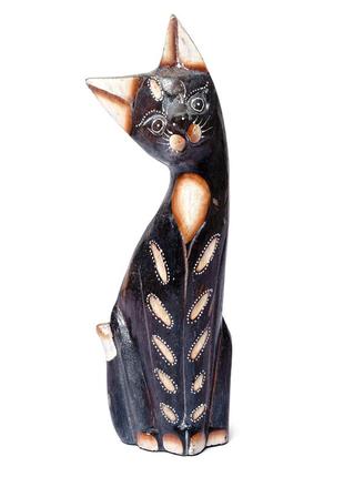 Статуэтка кот деревянный резной дану высота 25см