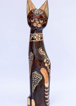 Статуетка дерев'яна нап'яна кішка розписаний лео висота 1м