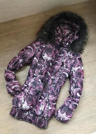 Женский натуральный пуховик зимний, зимняя курточка,натуральный мех1 фото