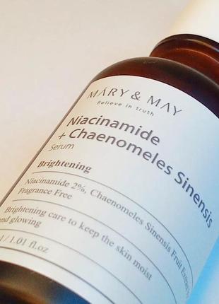 Освітлююча сироватка з екстрактом айви mary&may niacinamide + chaenomeles sinensis serum2 фото