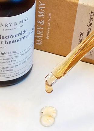 Освітлююча сироватка з екстрактом айви mary&may niacinamide + chaenomeles sinensis serum5 фото