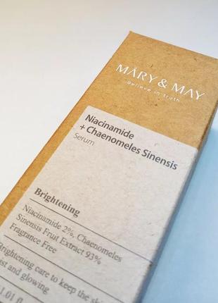 Освітлююча сироватка з екстрактом айви mary&may niacinamide + chaenomeles sinensis serum6 фото