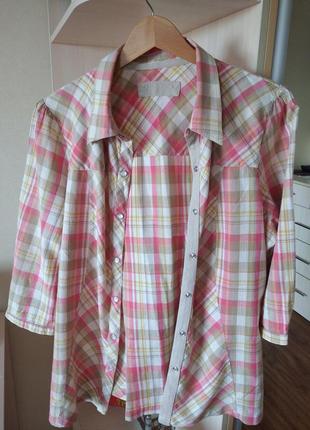 Большая бомбезная хлопковая рубашка,качество,р.52- 54.2 фото