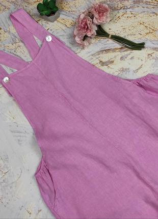 Комбинезон кюлоты розовый красивый льняной итальянский свободного кроя uk 14-163 фото