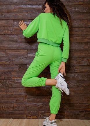 Останній розмір ❗укорочений спортивний костюм жіночий колір салатовий5 фото