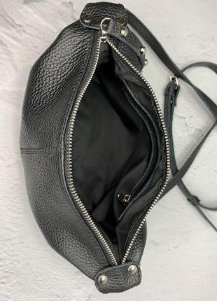 Кожаная сумочка на плечо, натуральная кожа черная4 фото