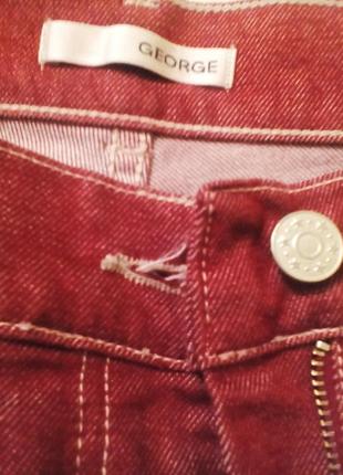 Красные джинсы капри от george  14  размер2 фото