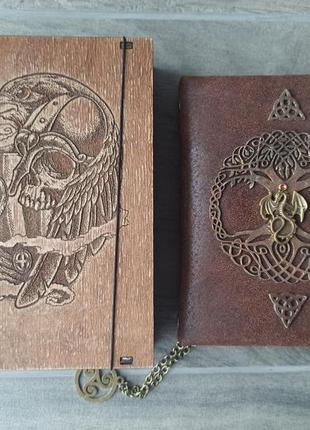 Блокнот записная книжка кожа ручная работа в дереве на подарок