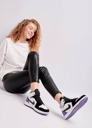 Nike jordan 1 mid se purple высокие фиолетовые сиреневые кроссовки найк джордан тренд весна лето осень жіночі високі фіолетові кросівки6 фото