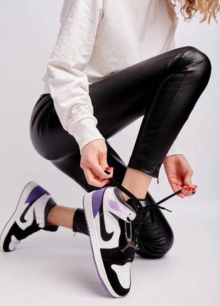 Nike jordan 1 mid se purple высокие фиолетовые сиреневые кроссовки найк джордан тренд весна лето осень жіночі високі фіолетові кросівки10 фото