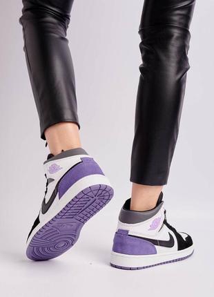 Nike jordan 1 mid se purple высокие фиолетовые сиреневые кроссовки найк джордан тренд весна лето осень жіночі високі фіолетові кросівки5 фото