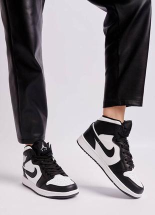 Nike jordan 1 x high black white брендовые высокие черно белые кроссовки найк джордан тренд аесна лето осень високі чорні кросівки3 фото