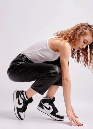 Nike jordan 1 x high black white брендовые высокие черно белые кроссовки найк джордан тренд аесна лето осень високі чорні кросівки8 фото