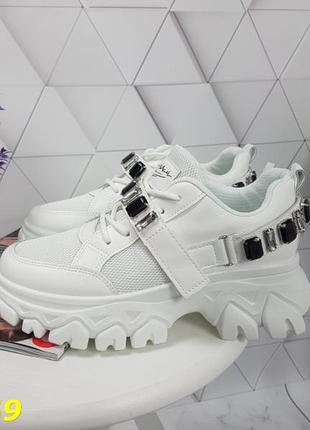 Кросівки з камінням на масивної високій платформі тракторної супер розпродаж