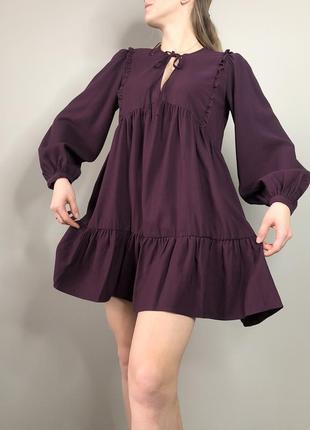 Кукольное платье парашут с пышными рукавами zara мини плаття міні зара baby doll  сукня пишна