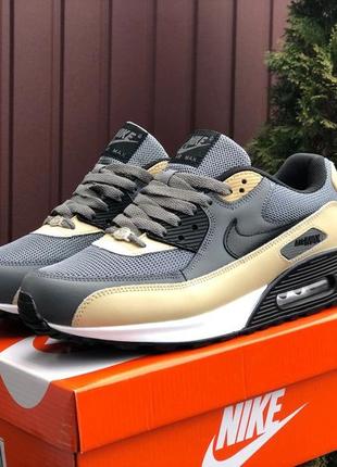 Чоловічі весняні шкіряні кросівки nike air max 90 🆕 найк аір макс