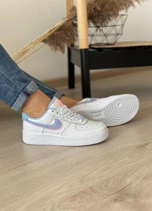 Женские кроссовки nike air force 1 double swoosh light blue lv8