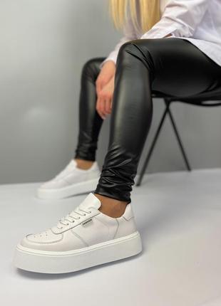 Белые кожаные натуральные кроссовки кеды4 фото