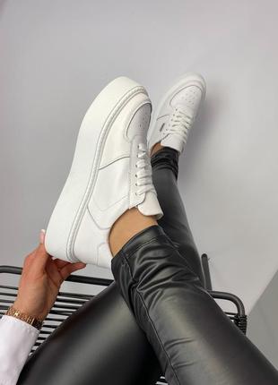 Белые кожаные натуральные кроссовки кеды5 фото