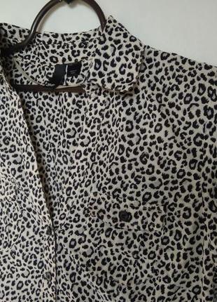 Приталенная рубашка блуза с коротким рукавом леопардовая h&m3 фото