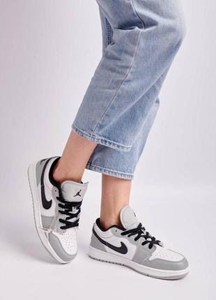 Nike jordan 1 low grey black брендовые серые трендовве кроссовки найк джордан весна лето осень жіночі сірі круті кросівки2 фото