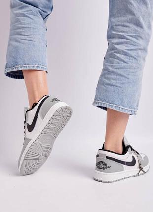 Nike jordan 1 low grey black брендовые серые трендовве кроссовки найк джордан весна лето осень жіночі сірі круті кросівки4 фото