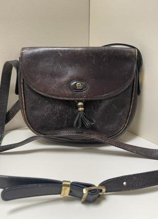 Кожаная сумка старинная винтажная мини  бренд etienne aigner mini bag vintage