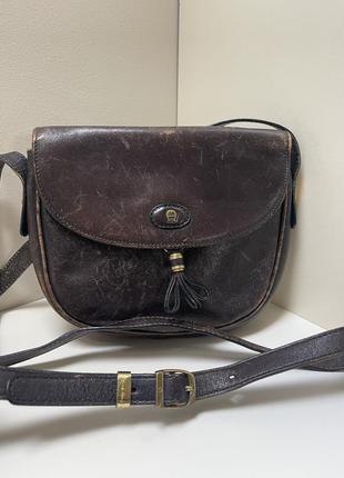 Кожаная сумка старинная винтажная мини  бренд etienne aigner mini bag vintage3 фото