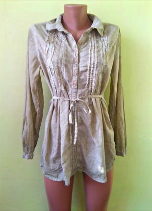 Удлиненная рубашка от charles voegele  необычной расцветки хлопок , коттон