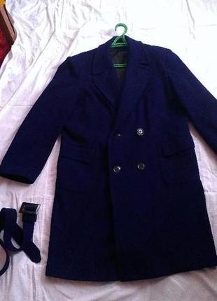 Драповое пальто темно-синее мужское1 фото