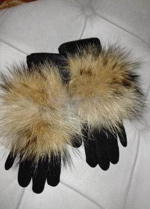 Зимние перчатки мех1 фото