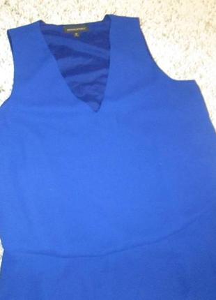 Синяя блузка, блуза с баской, ярко-синий.6 фото