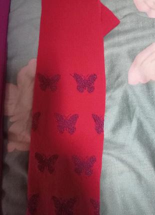 Детские колготы с вышытыми блестящими бабочками