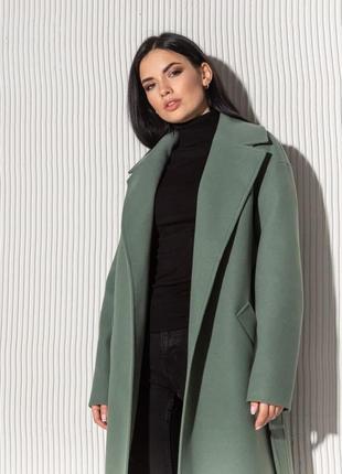 Пальто женское, миди, с поясом,  шерстяное, демисезонное, оливковое, черное, кэмел, пальто халат3 фото