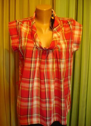 Свободная блуза в клетку с поясом  "atmosphere"  мадрид